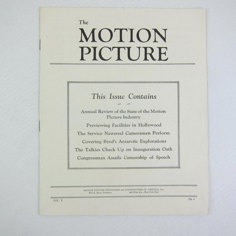 The Motion Picture News Publication MPPDA Film Industry Ephemera Vintage 1929